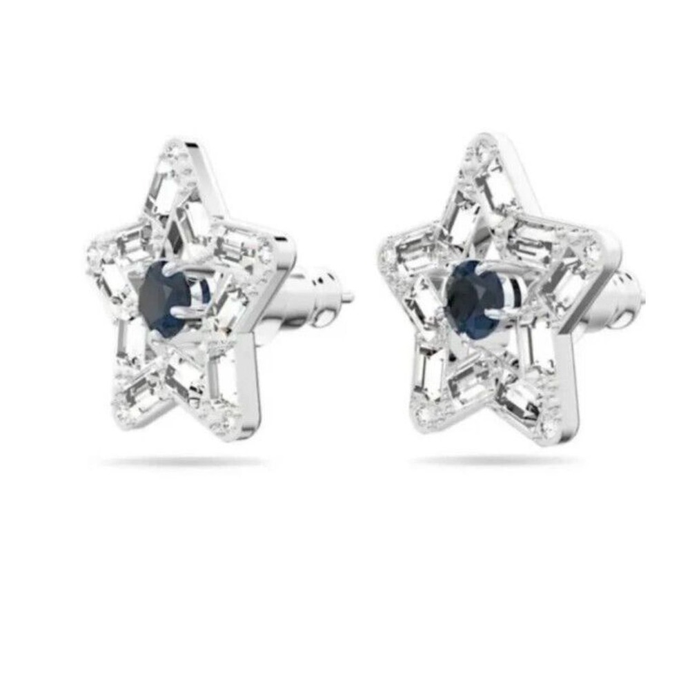 Swarovski Stella stud earrings Mixed cuts Star Blue Rhodium plated 5639188 New - Picture 9 of 10